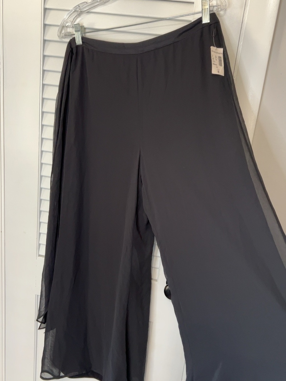 dressbarn Collection Black Chiffon Overlay Wide Leg Palazzo Pants 8 NWT - Picture 8 of 10